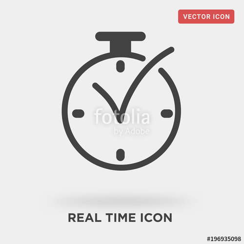 500x500 Real Time Icon On Grey Background, In Black, Vector Icon