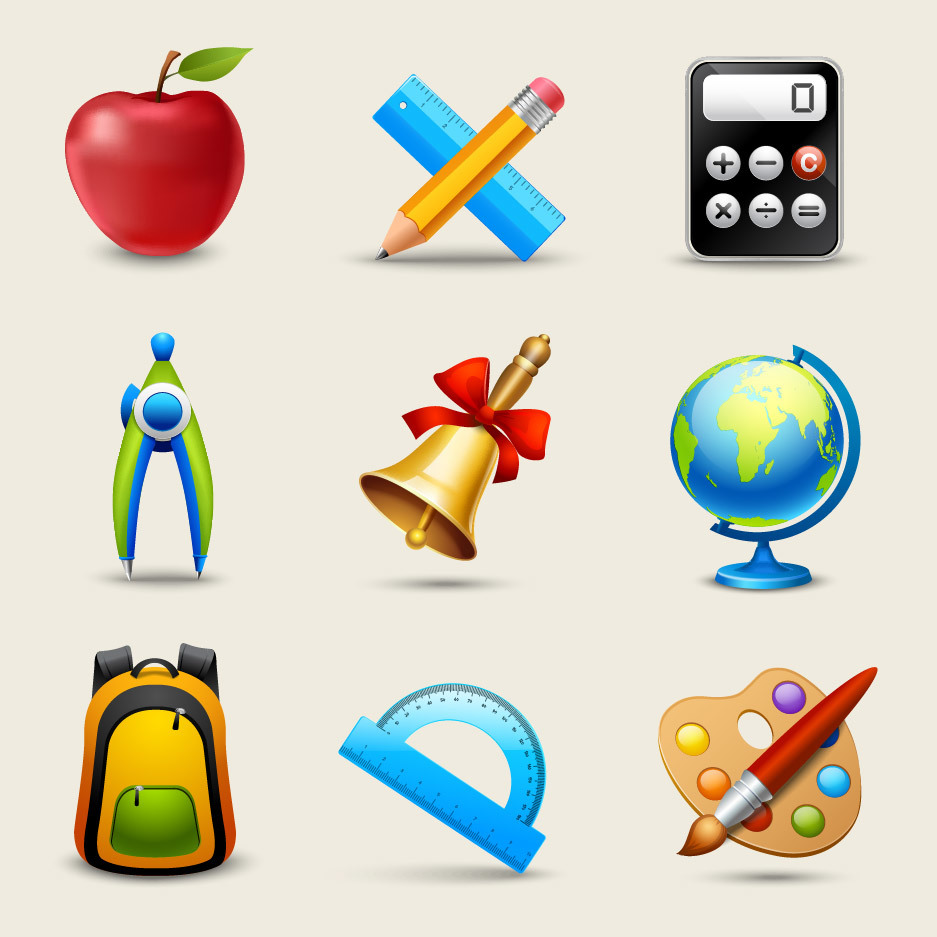 937x937 Glossy Realistic Education Icon Pack