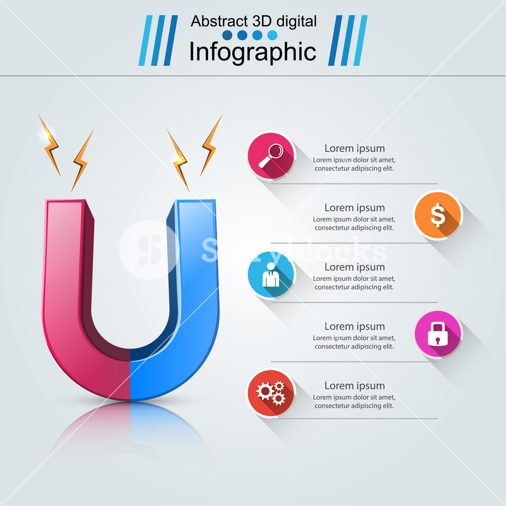 1000x1000 Magnet Realistic Icon Business Infographic Royalty Free Stock