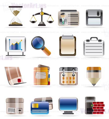 416x456 Realistic Business And Office Vector Icon Set