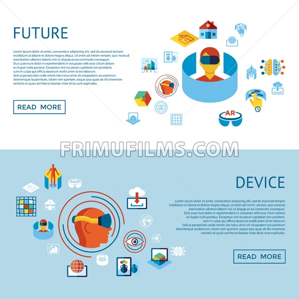 600x600 Digital Vector Augmented And Virtual Reality Icons Set