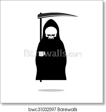 362x382 Grim Reaper With Scythe Death In Black Hood Cloak Icon