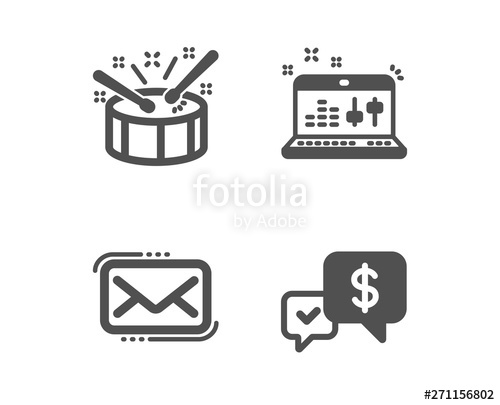 500x405 Set Of Sound Check, Drums And Messenger Mail Icons Payment