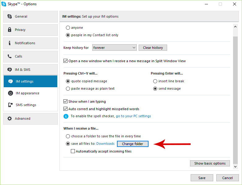 782x598 How To Change The Default Destination For You Receive In Skype