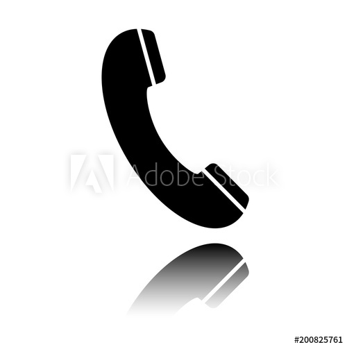 500x500 Telephone Receiver Icon Black Icon With Mirror Reflection