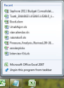 265x365 Right Clicking Excel Icon In The Task Bar No Longer Shows Recent