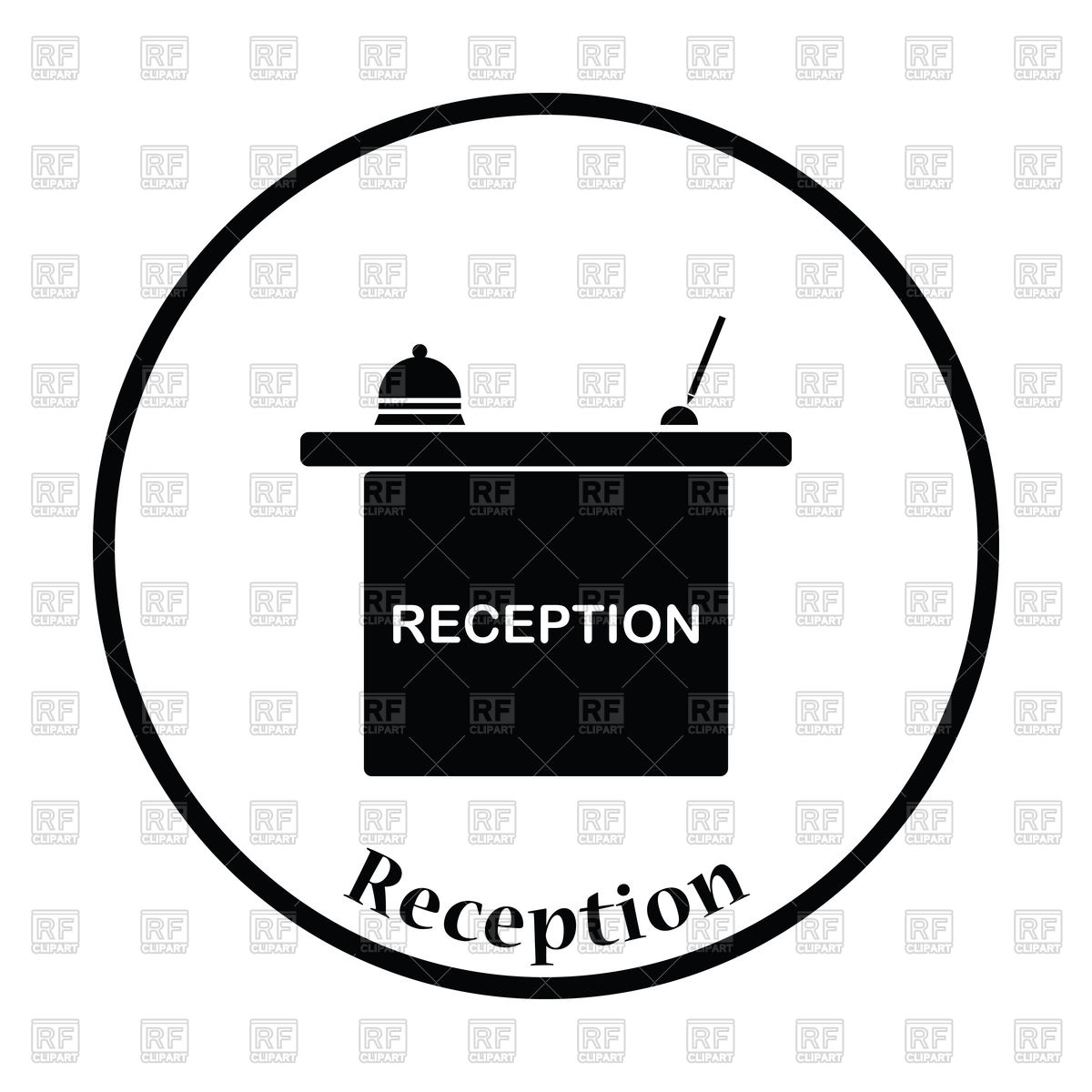 1200x1200 Hotel Reception Desk With Bell And Pen Icon Vector Image
