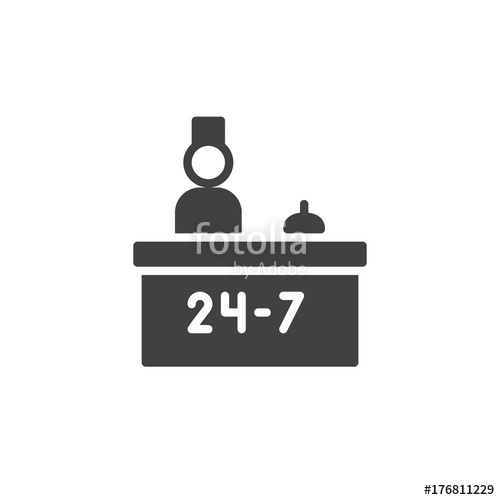 500x500 Hotel Reception Service And Receptionist Icon Vector, Filled Flat