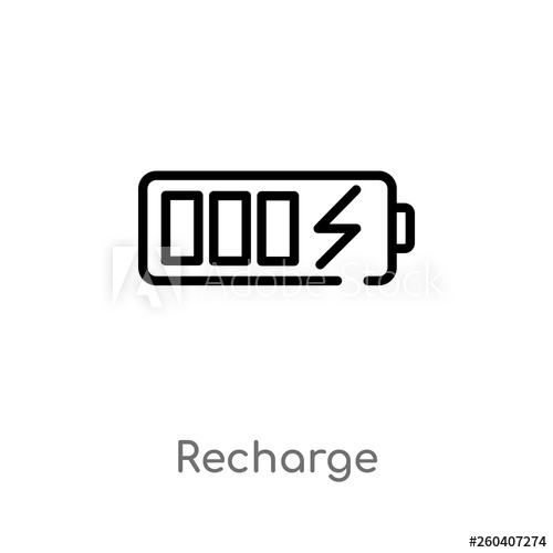 500x500 Outline Recharge Vector Icon Isolated Black Simple Line Element