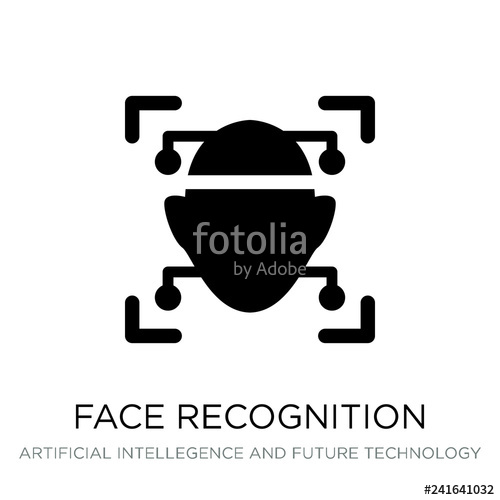 500x500 Face Recognition Icon Vector On White Background, Face Recogniti