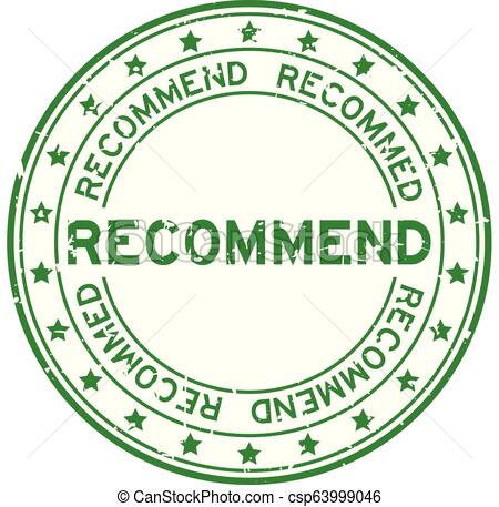 450x457 Grunge Green Recommend Word With Star Icon Round Rubber Seal Stamp