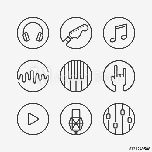 500x500 Collection Of Vector Music Or Recording Studio Icons Vector