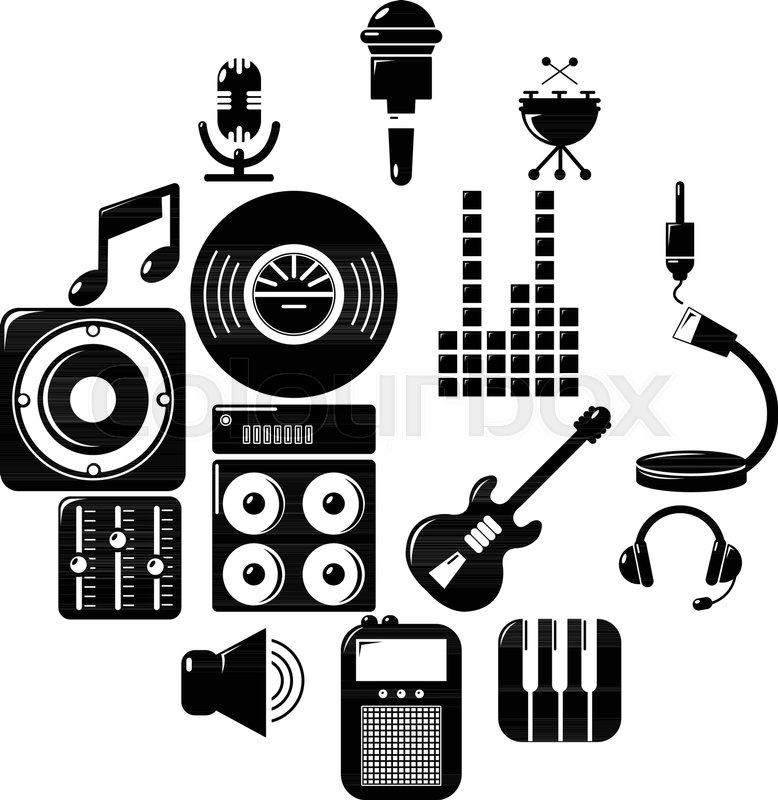 778x800 Recording Studio Symbols Icons Set Stock Vector Colourbox