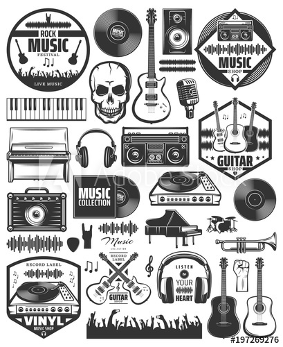 409x500 Set Of Vector Music Elements Icons For Audio Store, Recording