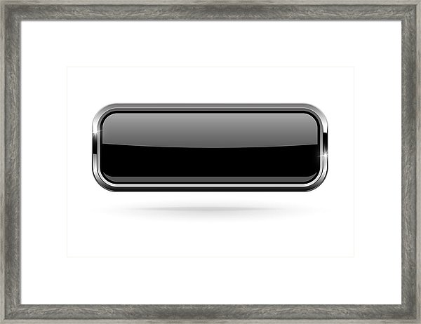 600x462 Black Rectangle Button With Bold Chrome Frame Shiny Icon