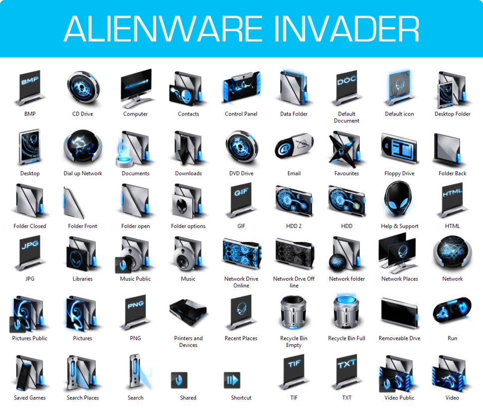 alienware invader red icon pack