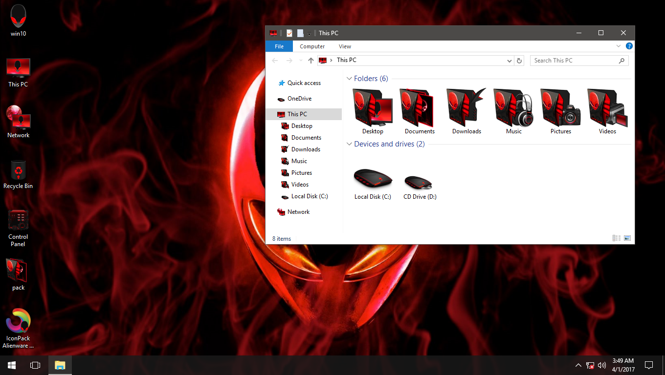 1360x768 Alienware Red Iconpack