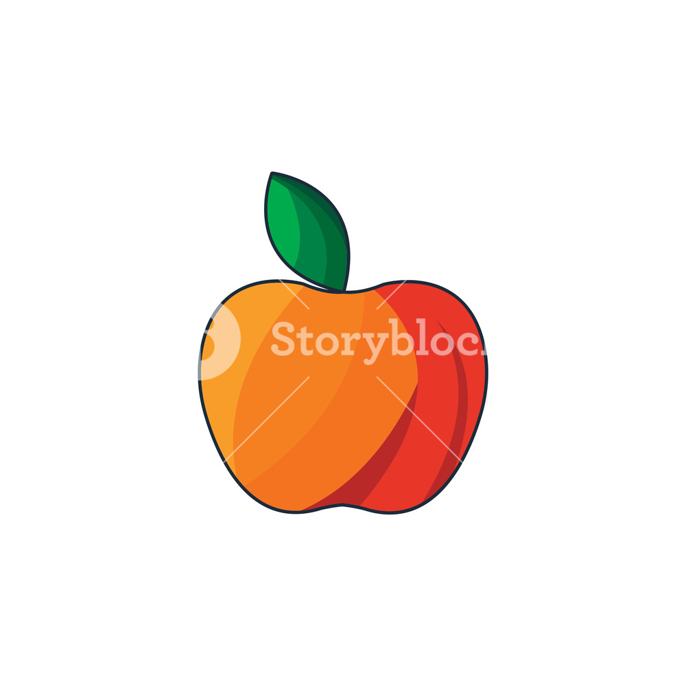 1000x1000 Color Vector Illustration Red Apple Icon Royalty Free Stock Image