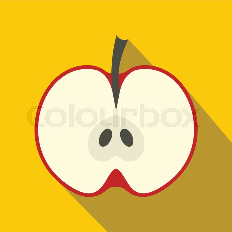 800x800 Half Red Apple Icon Flat Illustration Stock Vector Colourbox