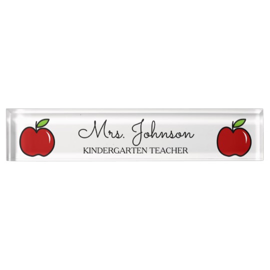 540x540 Personalized Kindergarten Teacher Red Apple Icon Name Plate