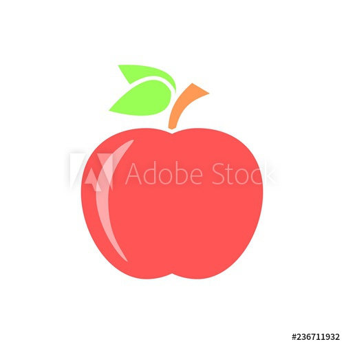 500x500 Red Apple Icon Vector Illustration In Flat Minimalist Style