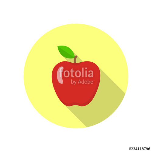 500x500 Red Apple Icon, Symbol Vector Illustration In Flat Design Stock