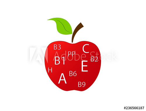 500x381 Vector Red Apple Icon Design With Vitamin Composition