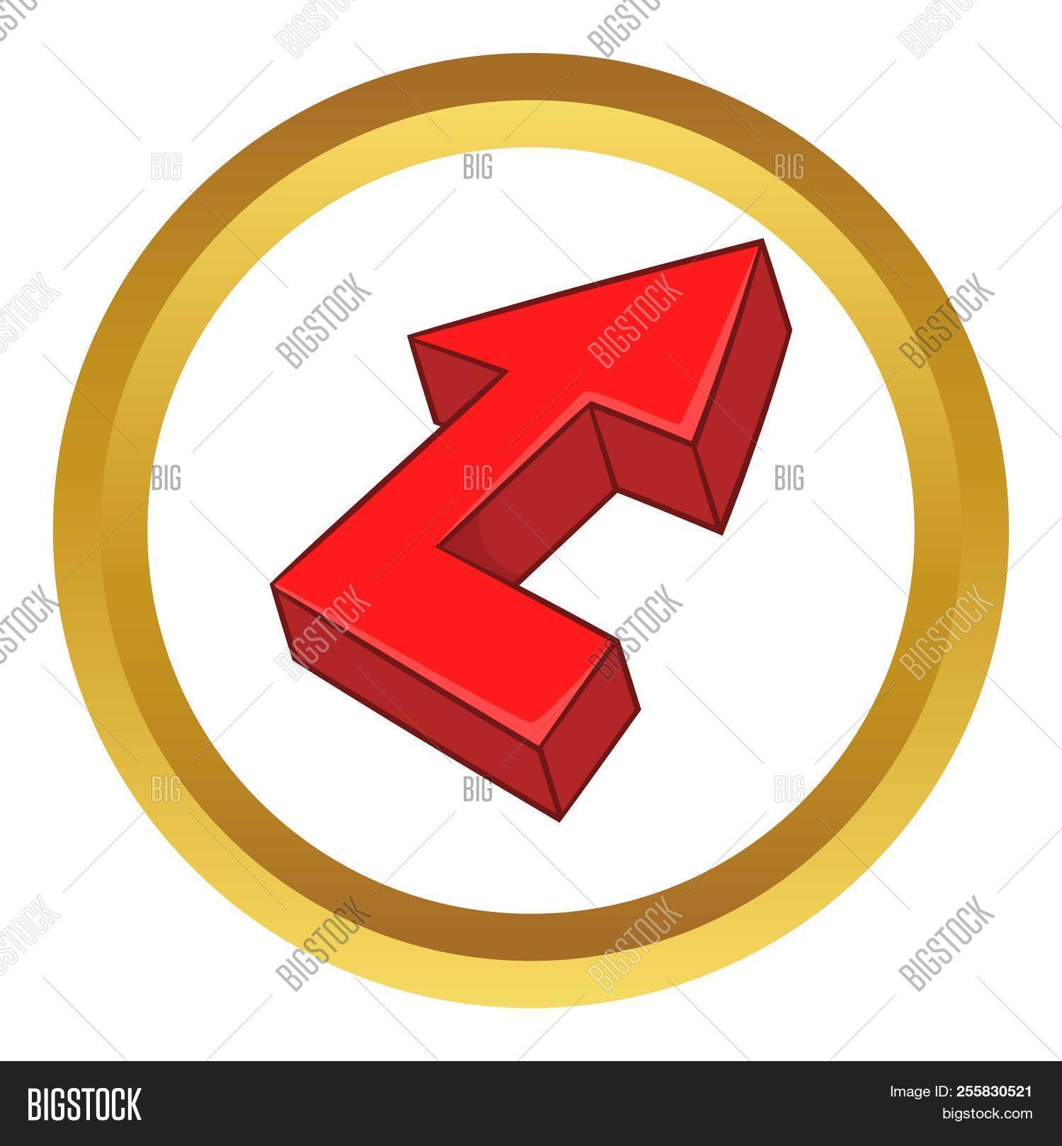 1500x1620 Red Arrow Icon In Golden Circle Cartoon Style Isolated Image