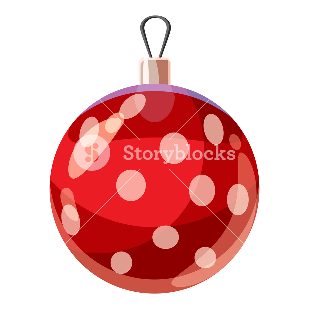 1000x1000 Christmas Red Ball Icon In Cartoon Style Isolated On White
