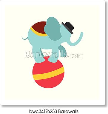 362x382 Circus Elephant On Ball Icon, Art Print Barewalls Posters