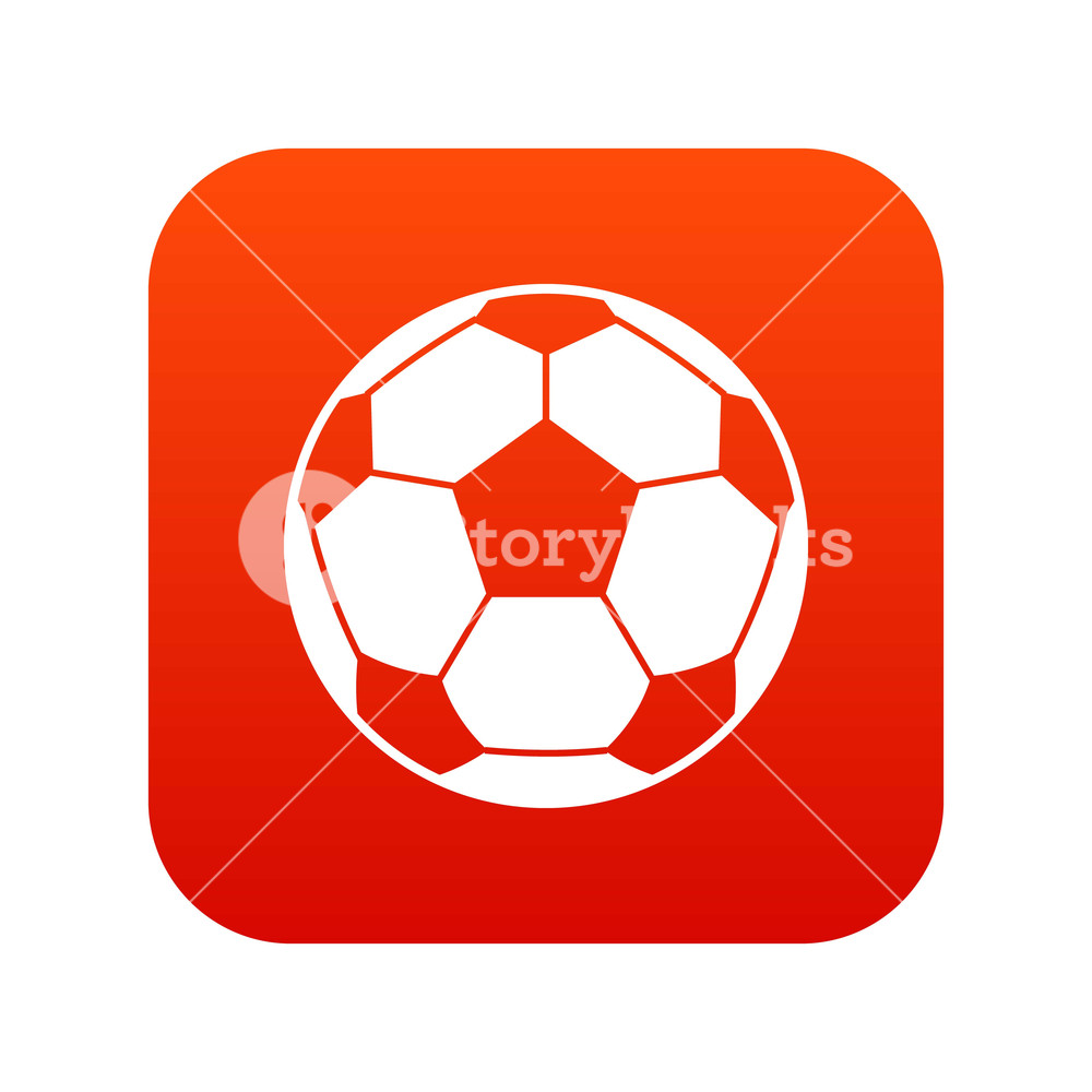 1000x1000 Football Soccer Ball Icon Digital Red For Any Design Isolated