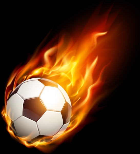 546x600 Soccer Background Red Fire Ball Icon Realistic Design Free Vector