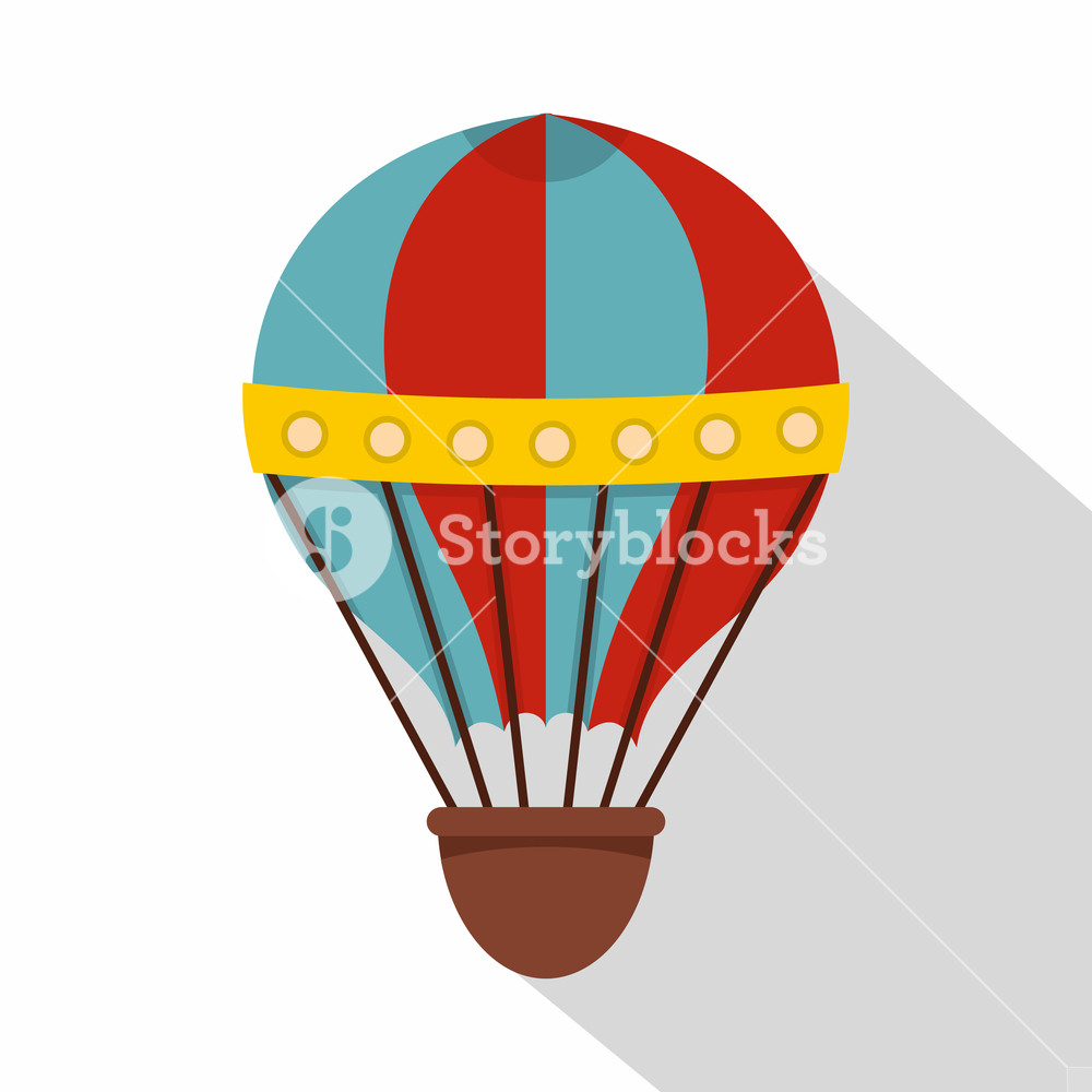 1000x1000 Red And Blue Hot Air Striped Balloon Icon Flat Illustration