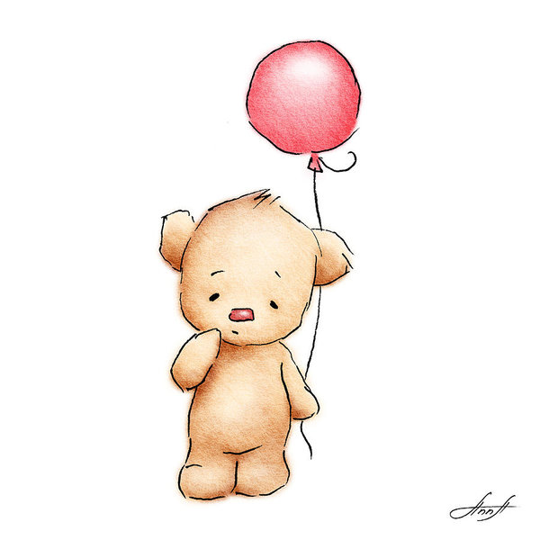 600x600 Teddy Bear With Red Balloon Poster
