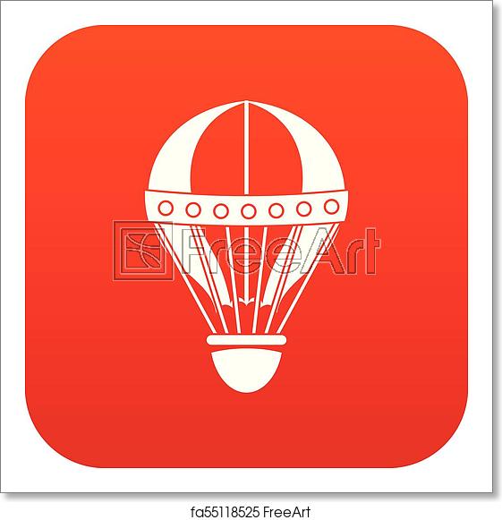 561x581 Free Art Print Of Vintage Hot Air Balloon Icon Digital Red