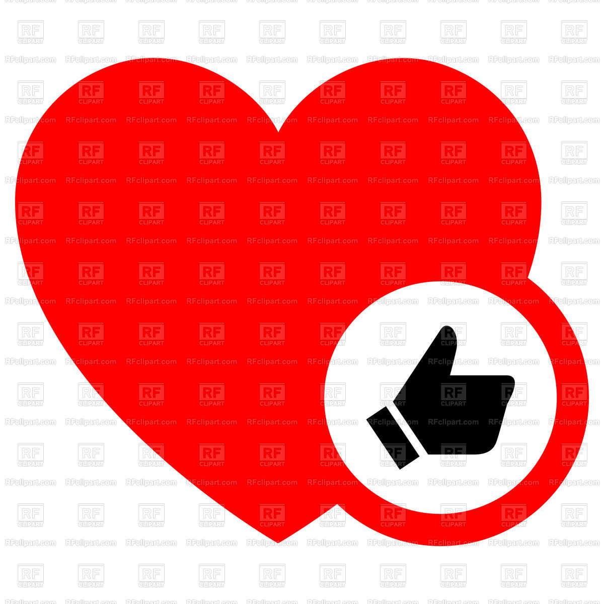 1200x1200 Heart Red Icon With Trumbs Up Black Icon Isolated On White