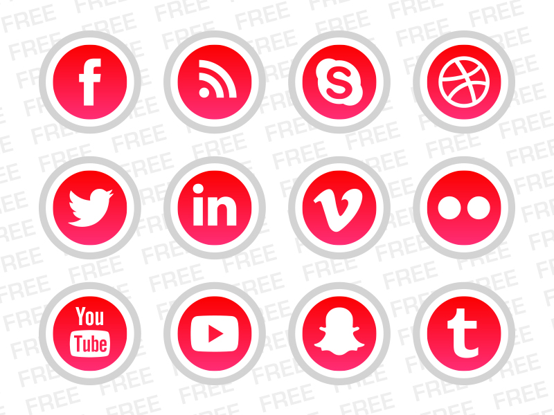 800x600 Free Social Media Icons Red And Black