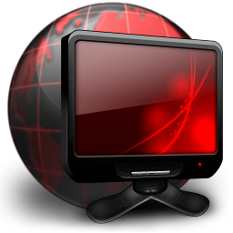 256x256 Black, Network, Places, Red Icon