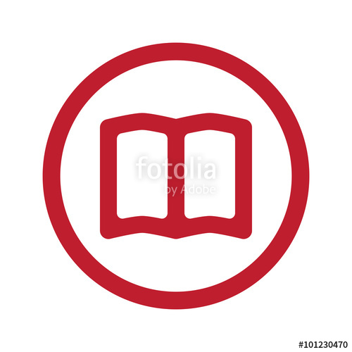 500x500 Flat Red Book Icon In Circle On White Stock Image And Royalty