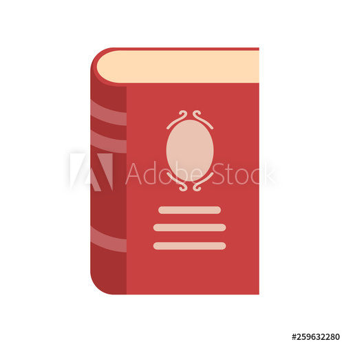 500x500 Flat Style Red Book Icon On White, Stock Vector Illustration
