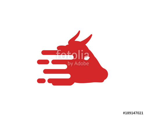 500x400 Simple Digital Red Bull Head With Horn Symbol Modern Logo Icon
