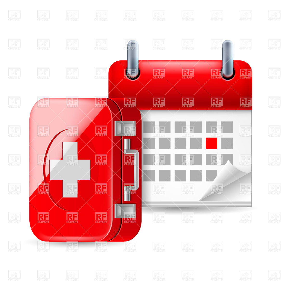 1200x1200 Icon Of Shiny Red Medicine Box With Calendar Vector Image