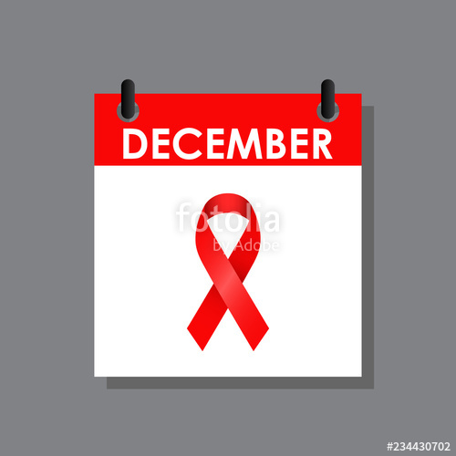 500x500 Aids Awareness Month December Illustration With Red Ribbon