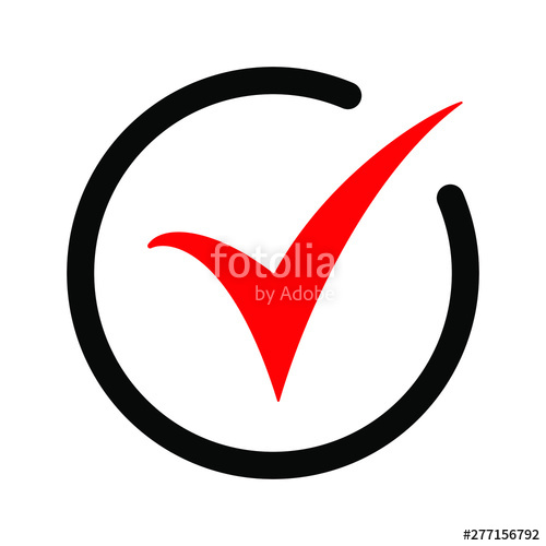 500x500 Red Check Icon Checkmark Vector Approved Symbol Ok Icon Check