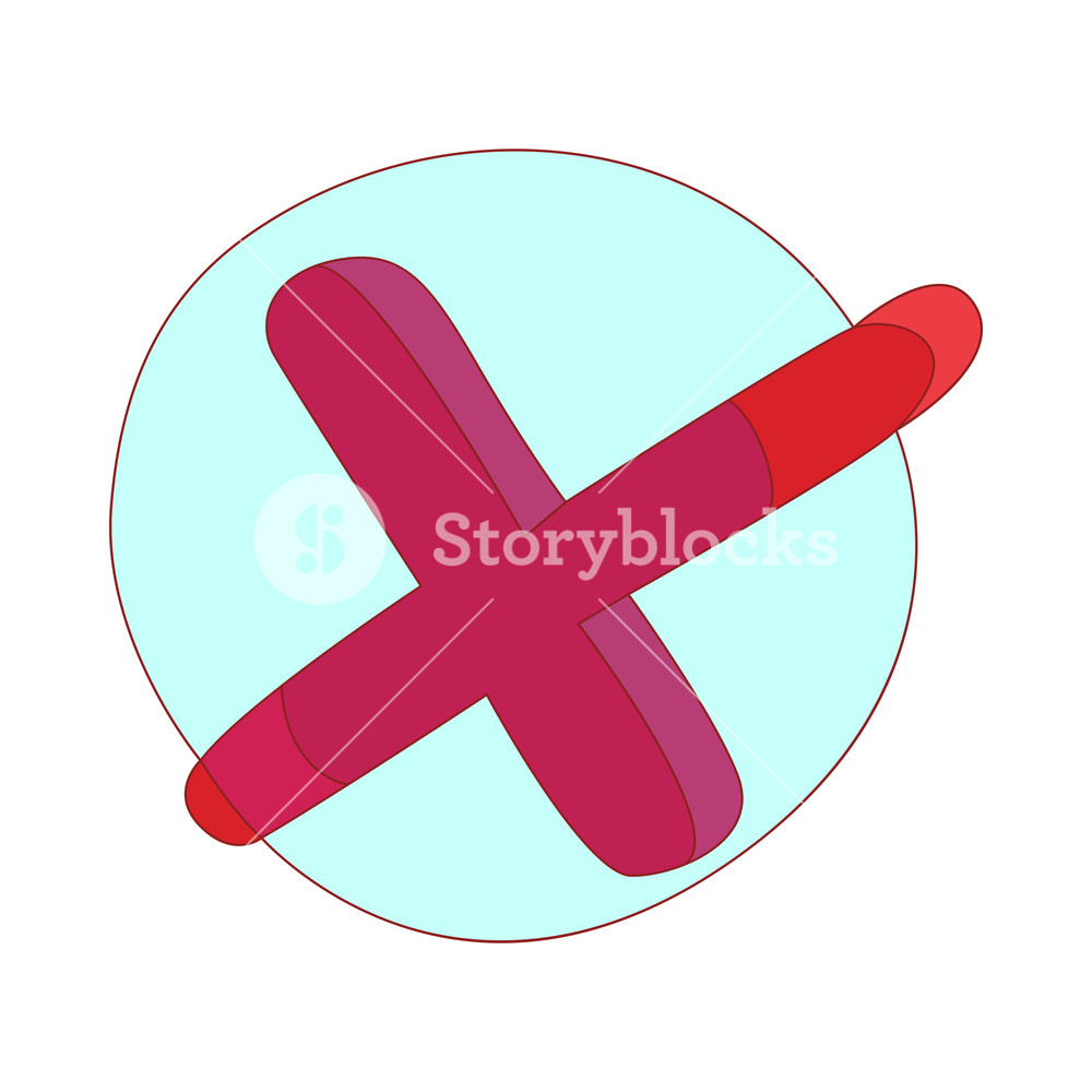1000x1000 Red Check Mark, Cross Icon In Cartoon Style Isolated On White