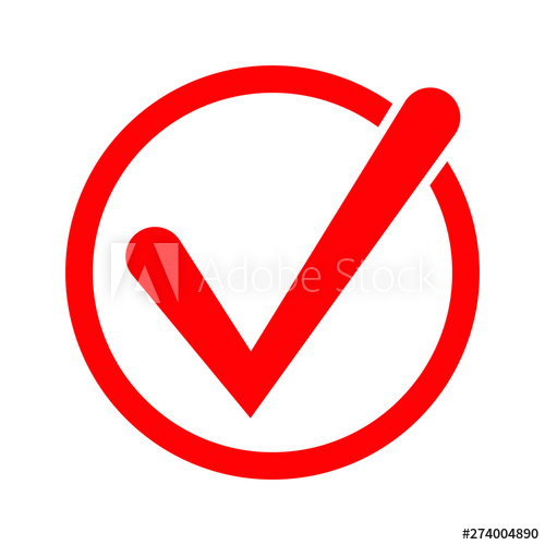 500x500 Red Check Icon Checkmark Vector Approved Symbol Ok Icon Check