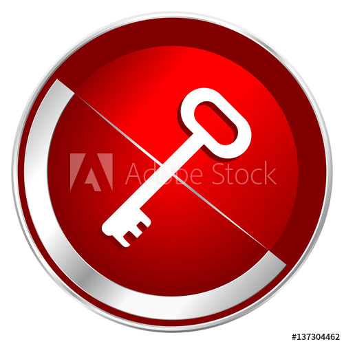 500x500 Key Red Web Icon Metal Shine Silver Chrome Border Round Button