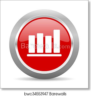 362x382 Bar Chart Red Metallic Chrome Web Circle Glossy Icon Art Print
