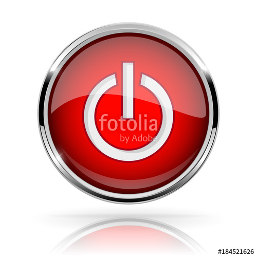 500x500 Red Round Media Button Power Button Shiny Icon With Chrome Frame
