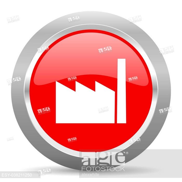 701x700 Factory Red Chrome Web Circle Glossy Icon, Stock Photo, Picture